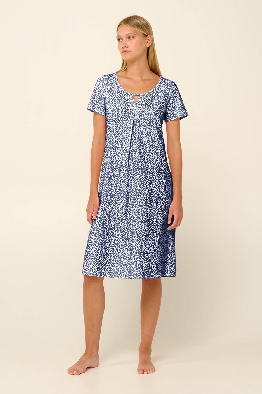 Cotton Summer Nightgown with Pleat