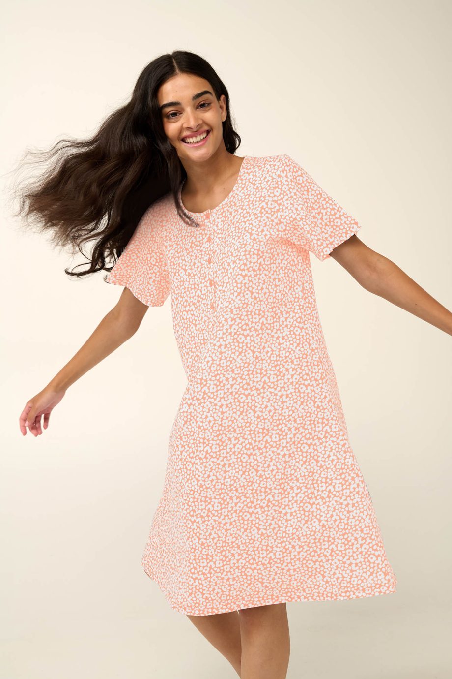 Cotton Nursing and Maternity Nightgown with Short Sleeves