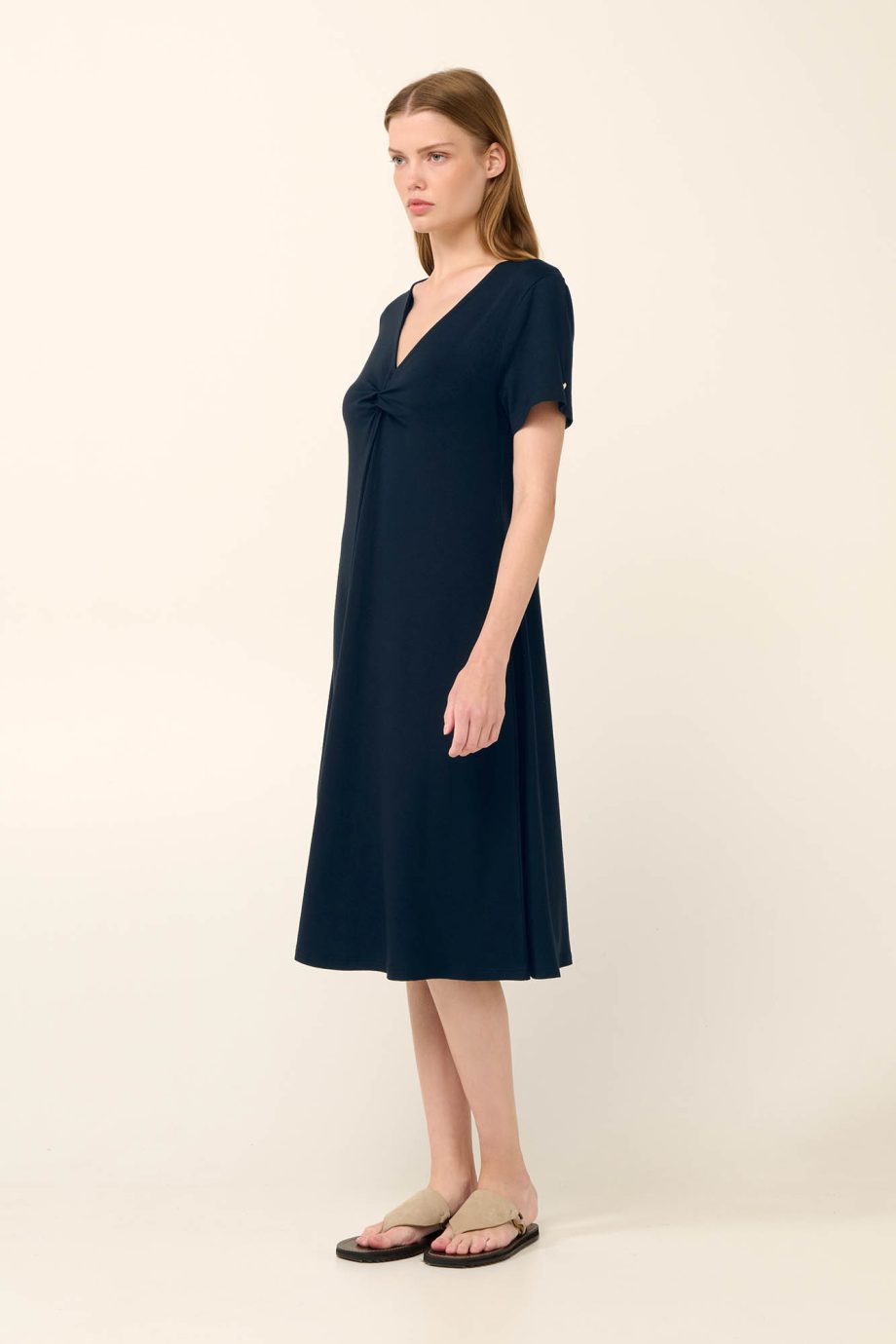 Plain Summer Dress with Pleat